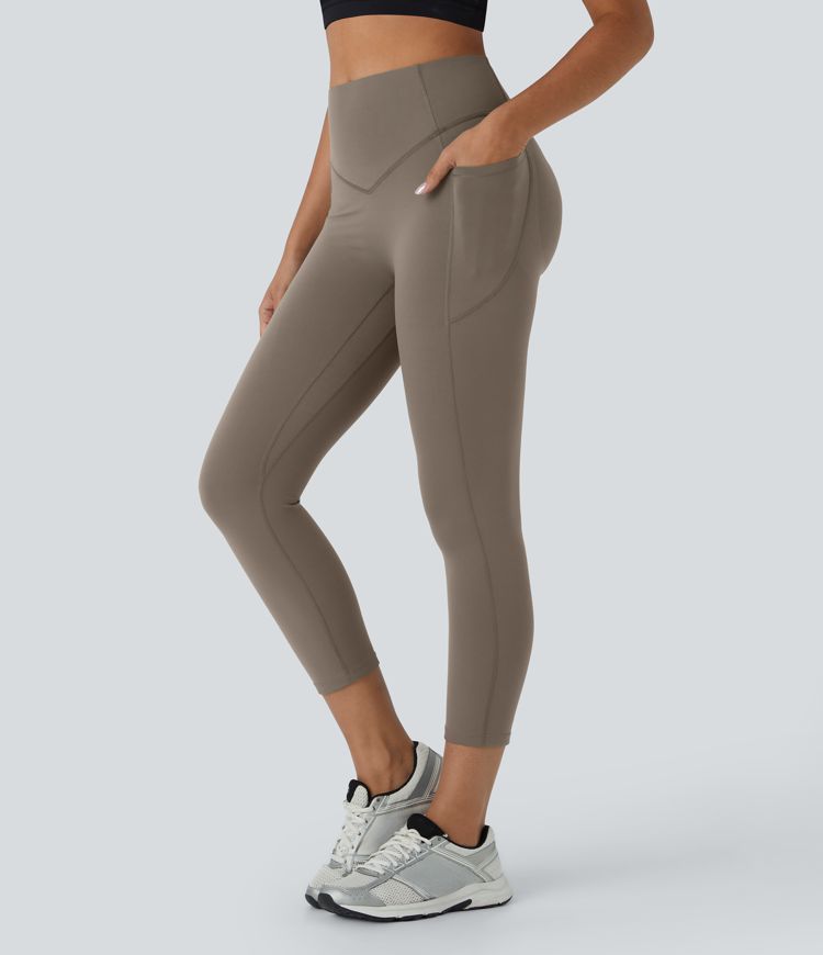 SoCinched High Waisted Butt Lifting Tummy Control Side Pocket Shaping Capri Training UltraSculpt Leggings