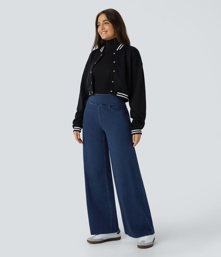 Halara Flex™ High Waisted Pockets Wide Leg Loose Work Jeans