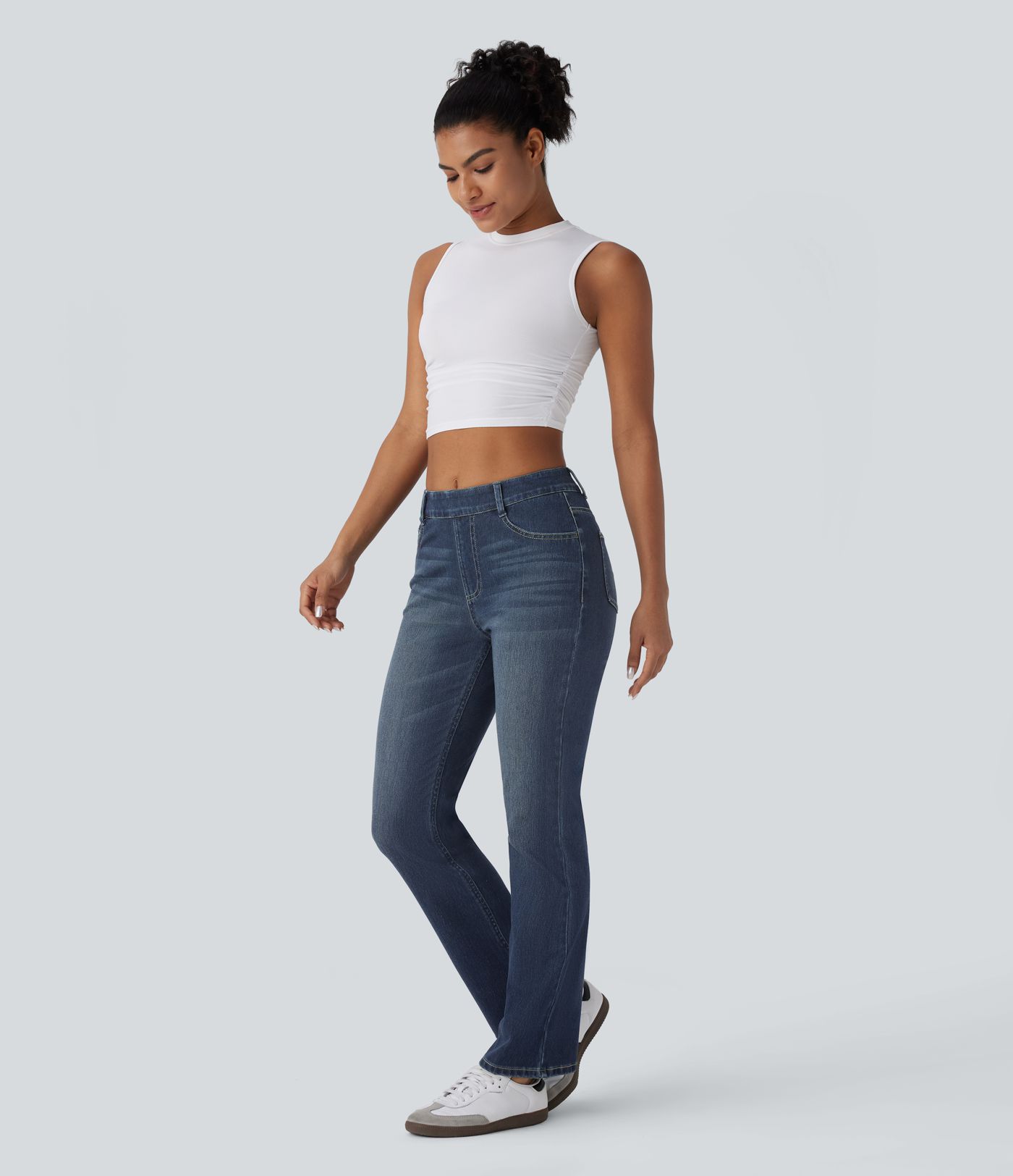 Halara Flex™ High Waisted Pockets Washed Casual Bootcut Jeans