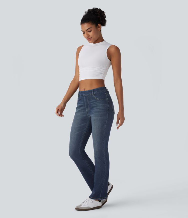Halara Flex™ High Waisted Pockets Washed Casual Bootcut Jeans