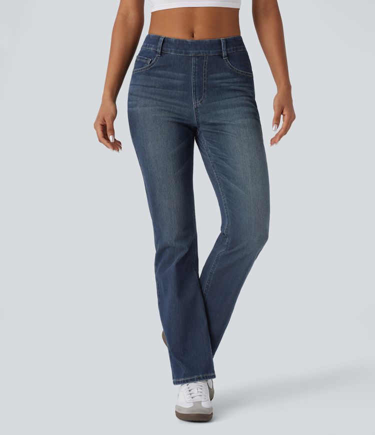 Halara Flex™ High Waisted Pockets Washed Casual Bootcut Jeans