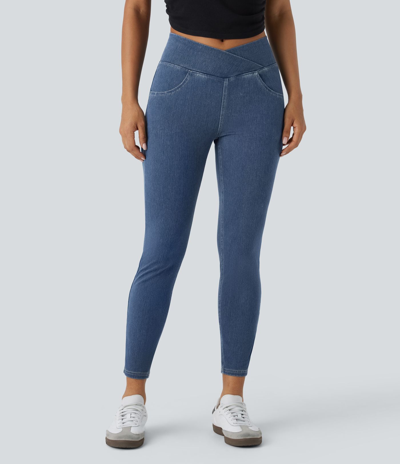 Halara Flex™ High Waisted Crossover Pockets Denim Work Leggings