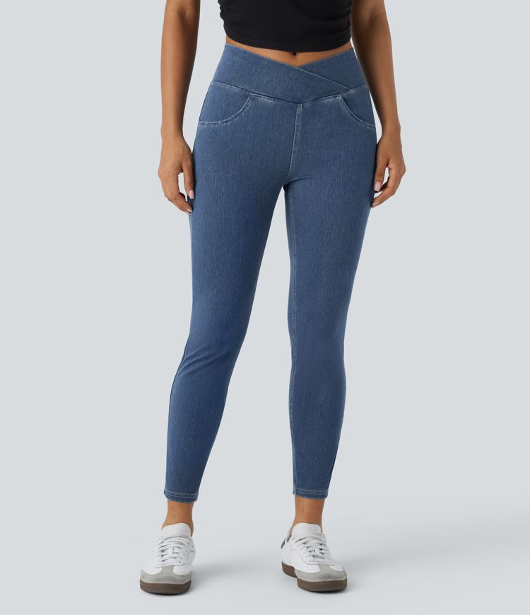 Halara Flex™ High Waisted Crossover Pockets Denim Work Leggings
