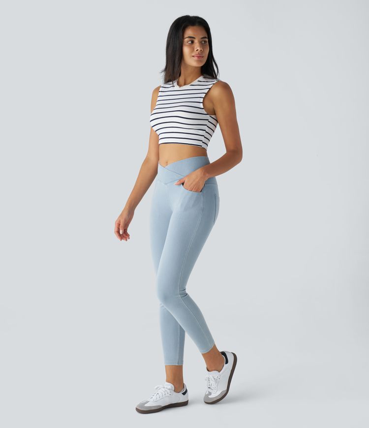 Halara Flex™ High Waisted Crossover Pockets Denim Work Leggings