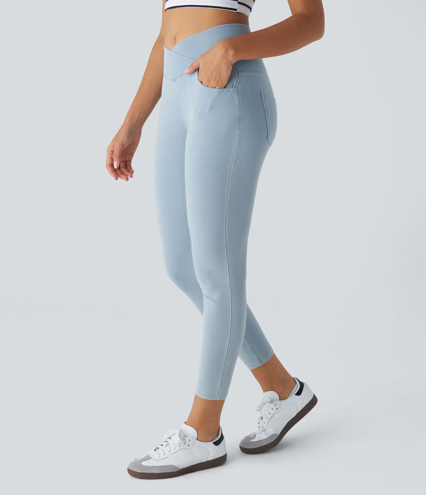 Halara Flex™ High Waisted Crossover Pockets Denim Work Leggings