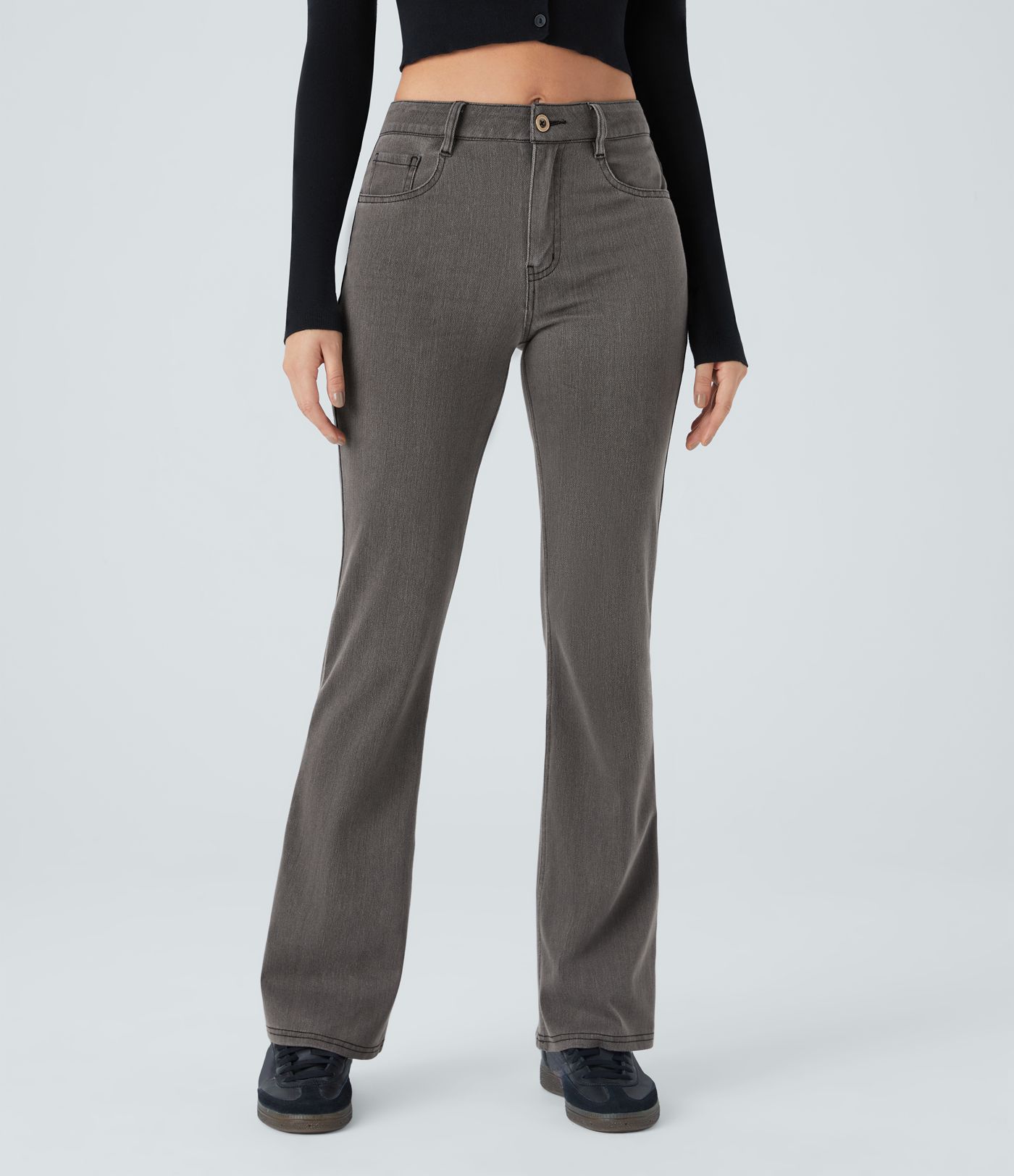 Jeans Halara Flex™ Denim en corte de bota elásticos de tiro medio con botón y bolsillos