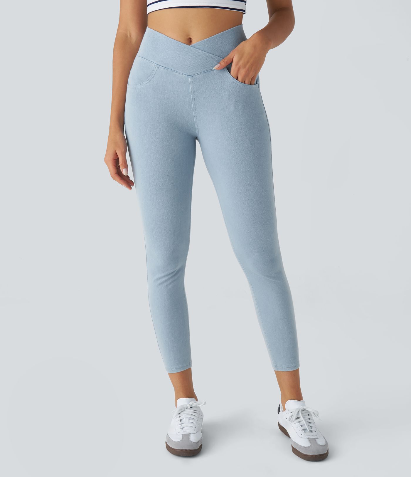 Halara Flex™ High Waisted Crossover Pockets Denim Work Leggings