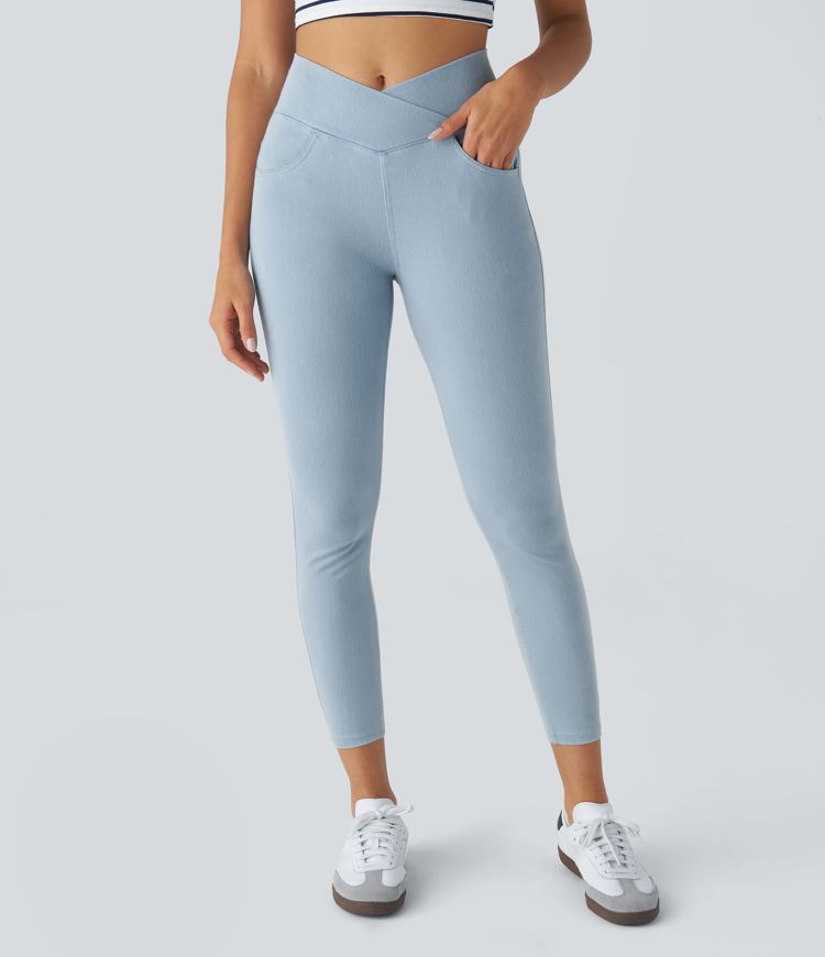 Halara Flex™ High Waisted Crossover Pockets Denim Work Leggings