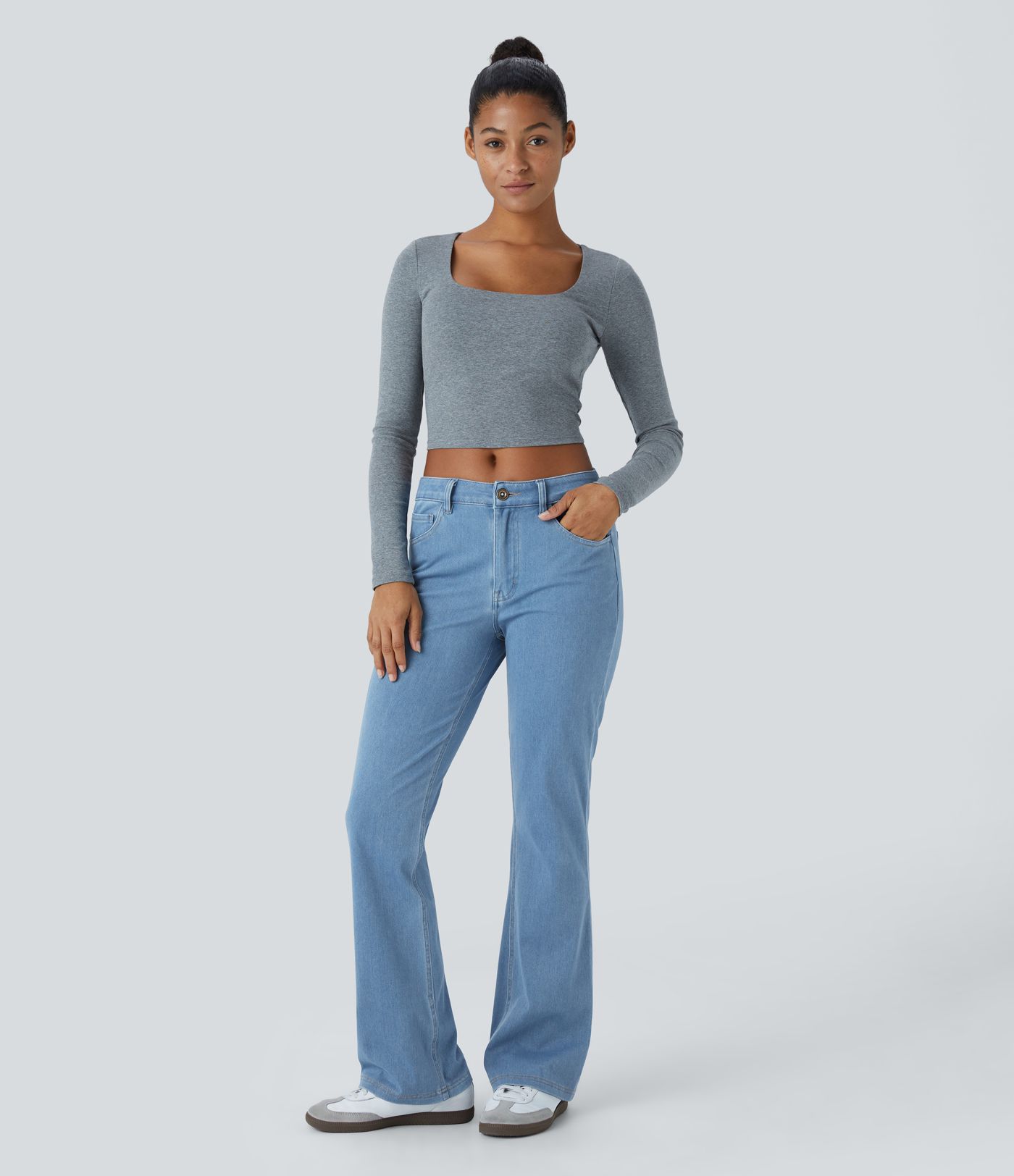 Halara Flex™ Mid Rise Pockets Women Straight Leg Casual Bootcut Denim Jeans