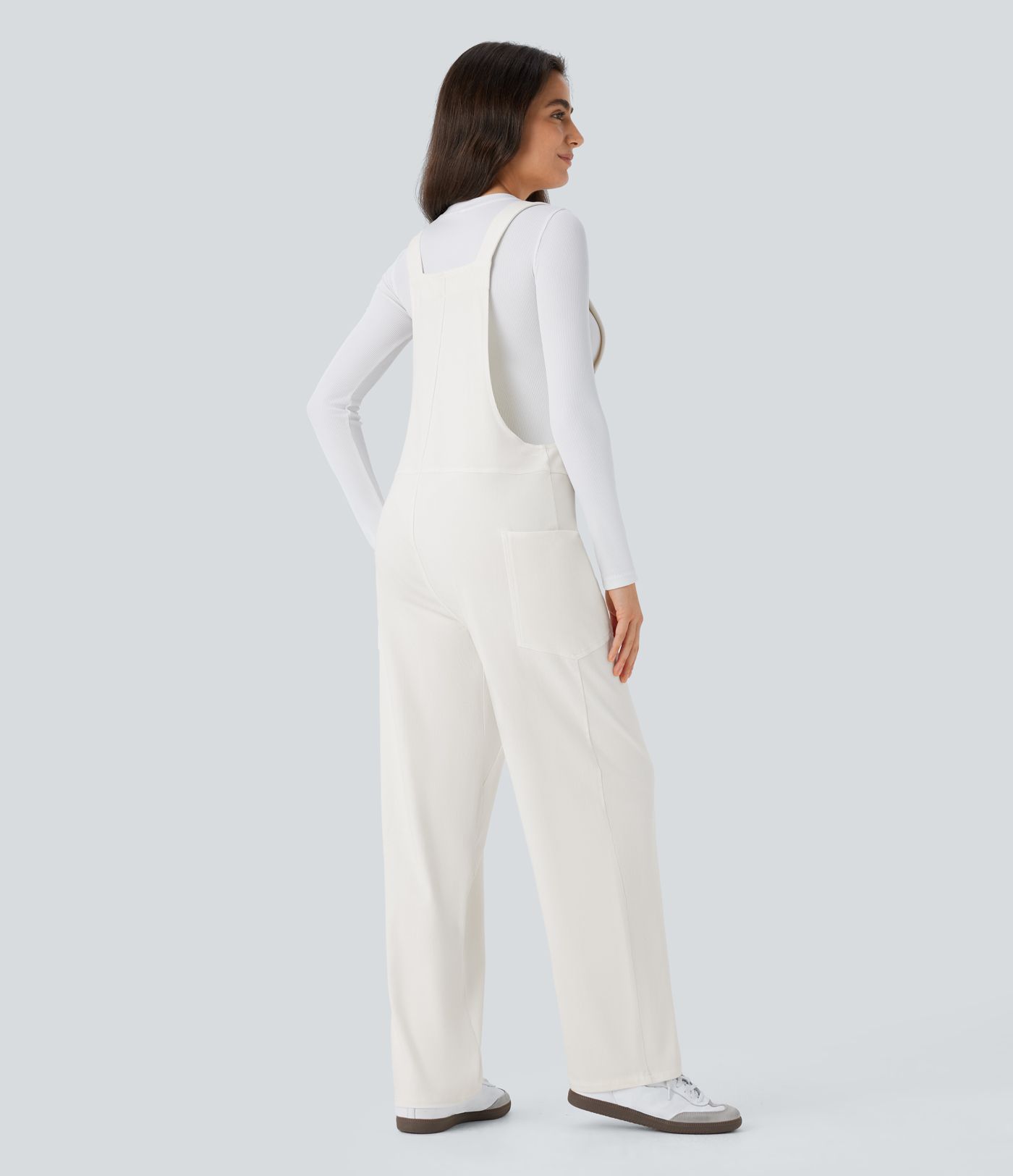 Halara Flex™ Peto casual de mezclilla con bolsillos lavados y cuello en V