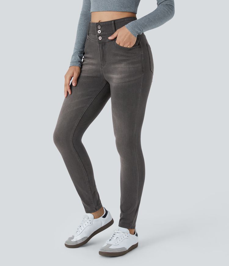 Halara Flex™ High Waisted Zipper Pockets Casual Skinny Jeans Halara Flex™ High Waisted Zipper Pockets Casual Skinny Jeans