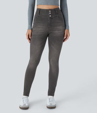 Halara Flex™ High Waisted Zipper Pockets Casual Skinny Jeans Halara Flex™ High Waisted Zipper Pockets Casual Skinny Jeans