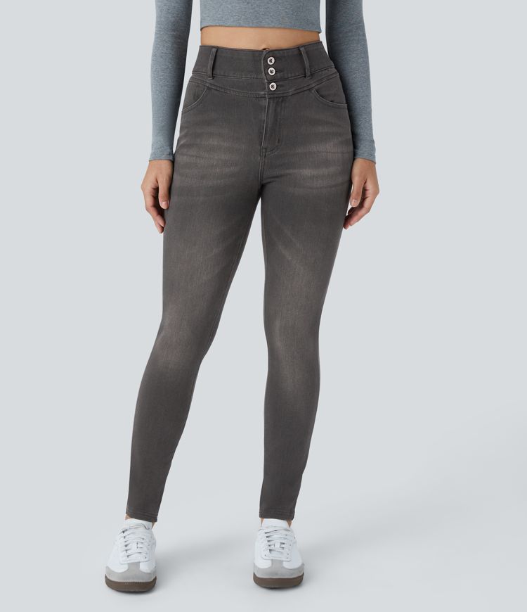 Halara Flex™ High Waisted Zipper Pockets Casual Skinny Jeans Halara Flex™ High Waisted Zipper Pockets Casual Skinny Jeans