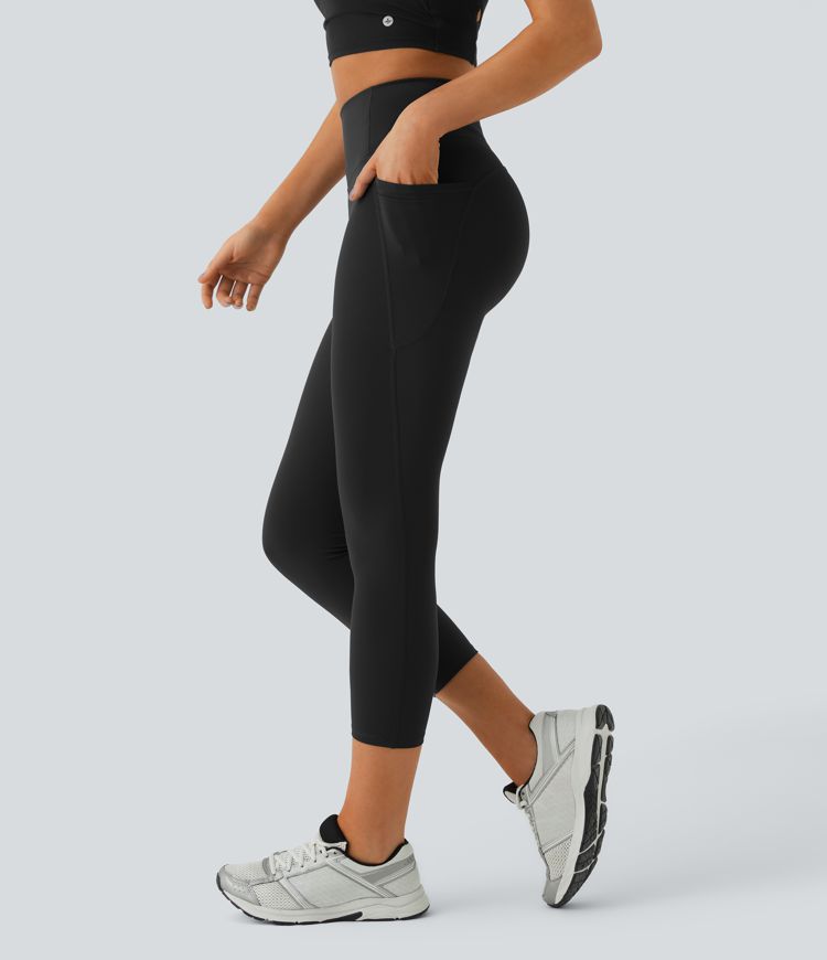 Halara UltraSculpt™ - Workout-Capri-Leggings mit hohem Bund, Seitentaschen und Bauchkontrolle