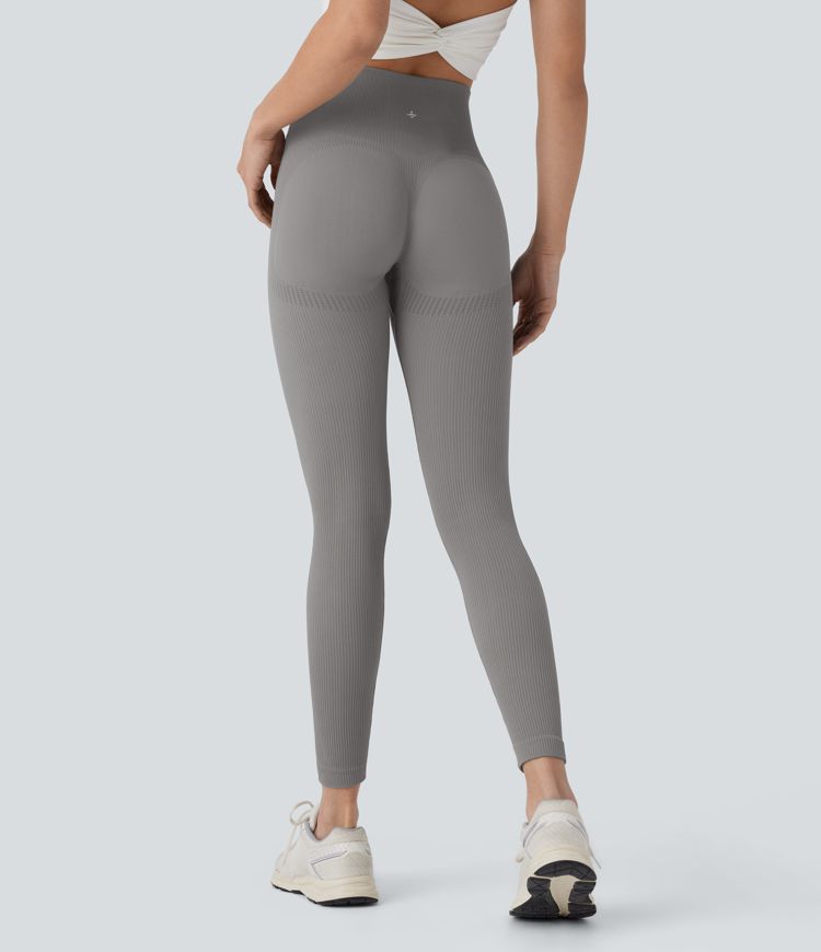 Leggings yoga tiro alto control abdomen realce glúteo 7/8 sin costura
