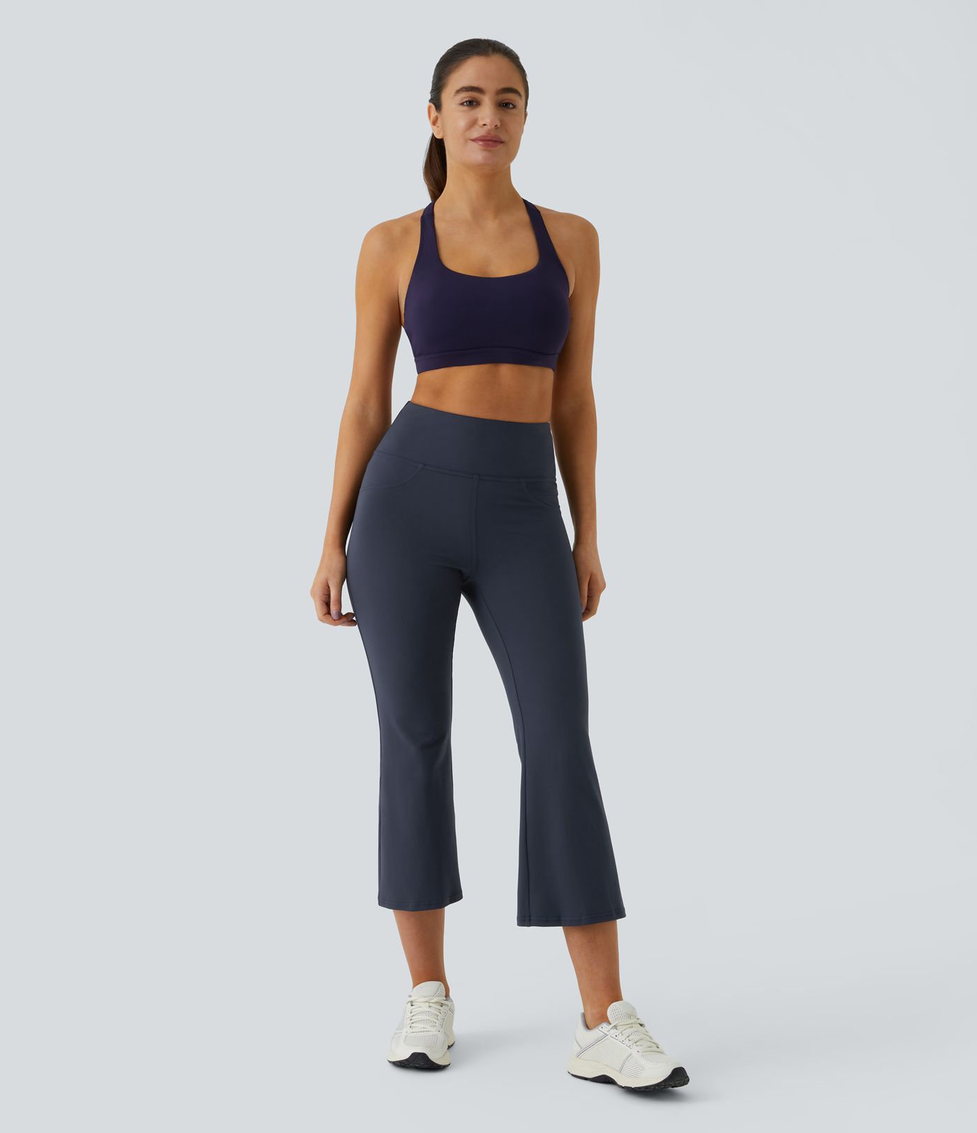 High Waisted Pocket Capri Flare Yoga Leggings