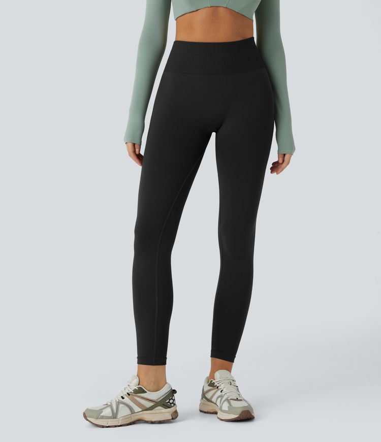 Seamless Flow Mid Rise Tummy Control Butt Lifting 7/8 Yoga Leggings