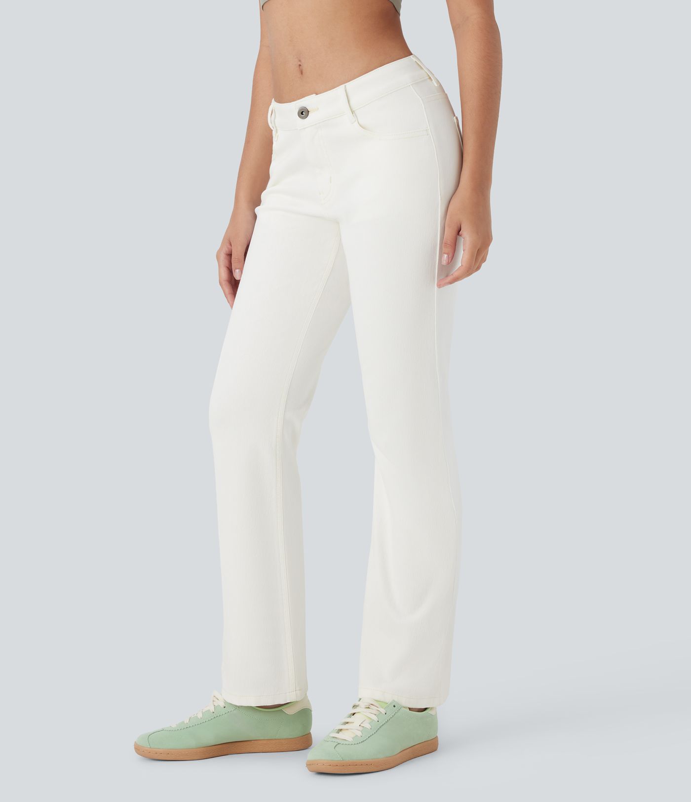 Halara Flex™ Low Rise Zipper Pockets Washed Casual Bootcut Jeans