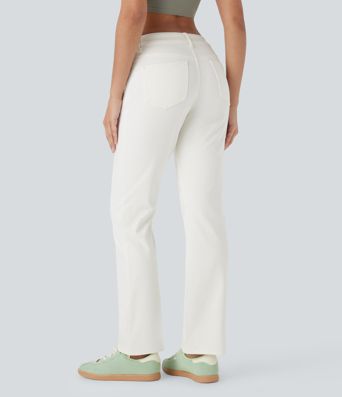 Halara Flex™ Low Rise Zipper Pockets Washed Casual Bootcut Jeans