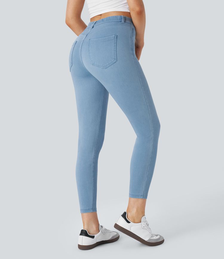 HalaraMagic™ High Waisted Multiple Pockets Stretchy Knit Denim Work Leggings