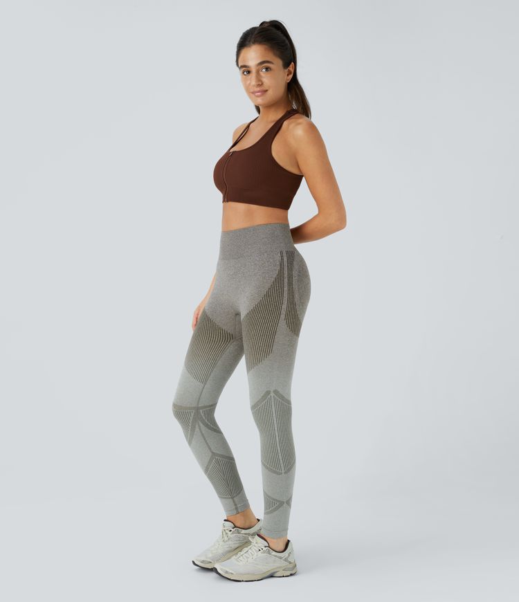 Lauf-Leggings mit hohem Bund, Farbverlauf und nahtlosem Flow Lauf-Leggings mit hohem Bund, Farbverlauf und nahtlosem Flow
