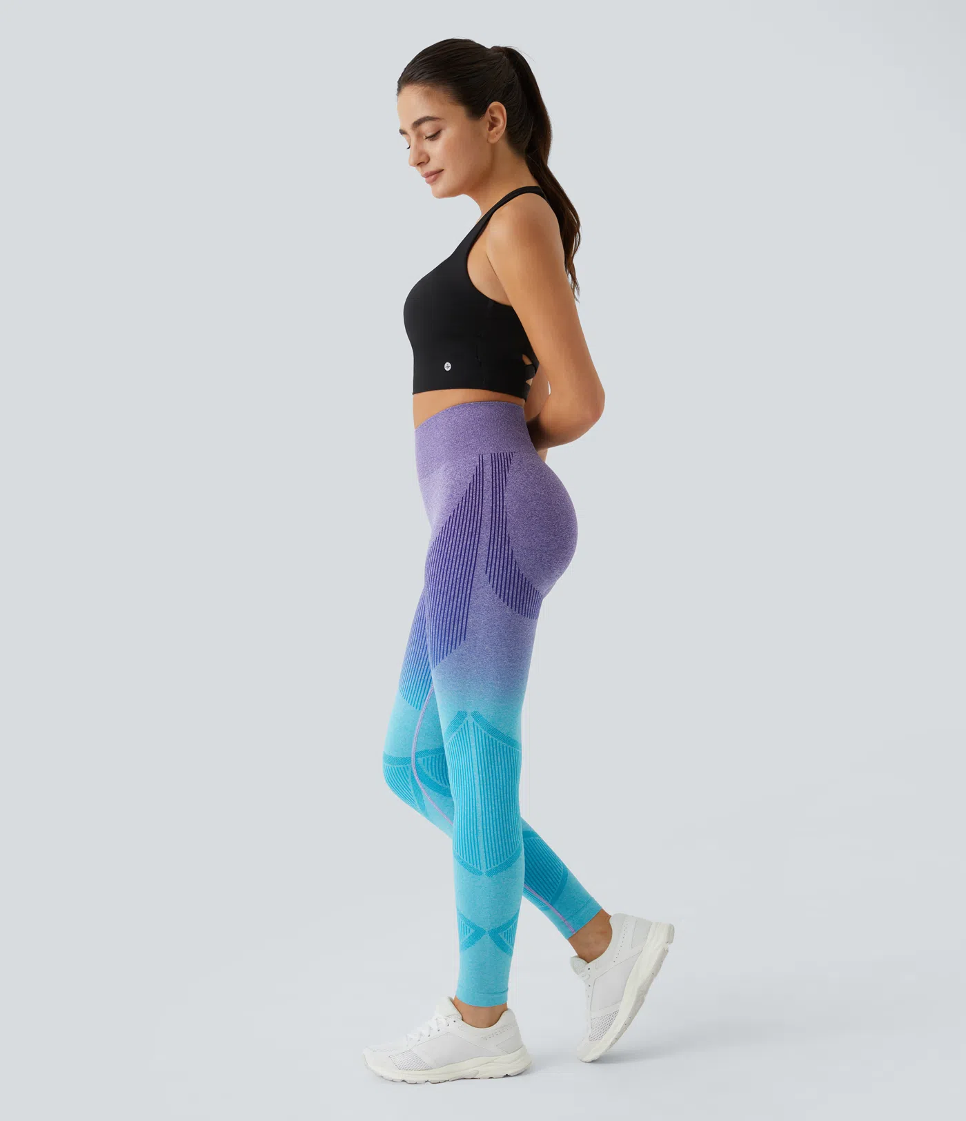 Lauf-Leggings mit hohem Bund, Farbverlauf und nahtlosem Flow