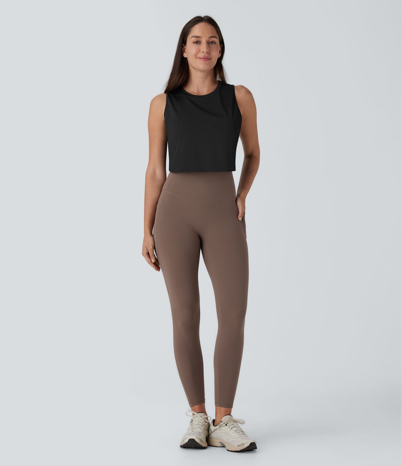 Ausgeschnittenes Crossover-Saum Einfarbiges Crop Yoga Tank Top