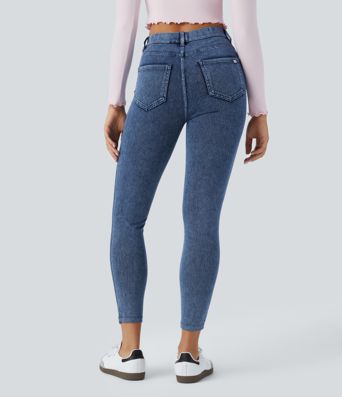 Halara Flex™ 7/8-Skinny-Jeans, Röhrenjeans aus elastischem Strick-Denim im 5-Pocket-Style mit hohem Bund