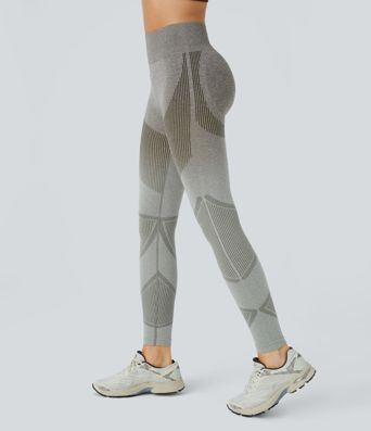 Lauf-Leggings mit hohem Bund, Farbverlauf und nahtlosem Flow Lauf-Leggings mit hohem Bund, Farbverlauf und nahtlosem Flow