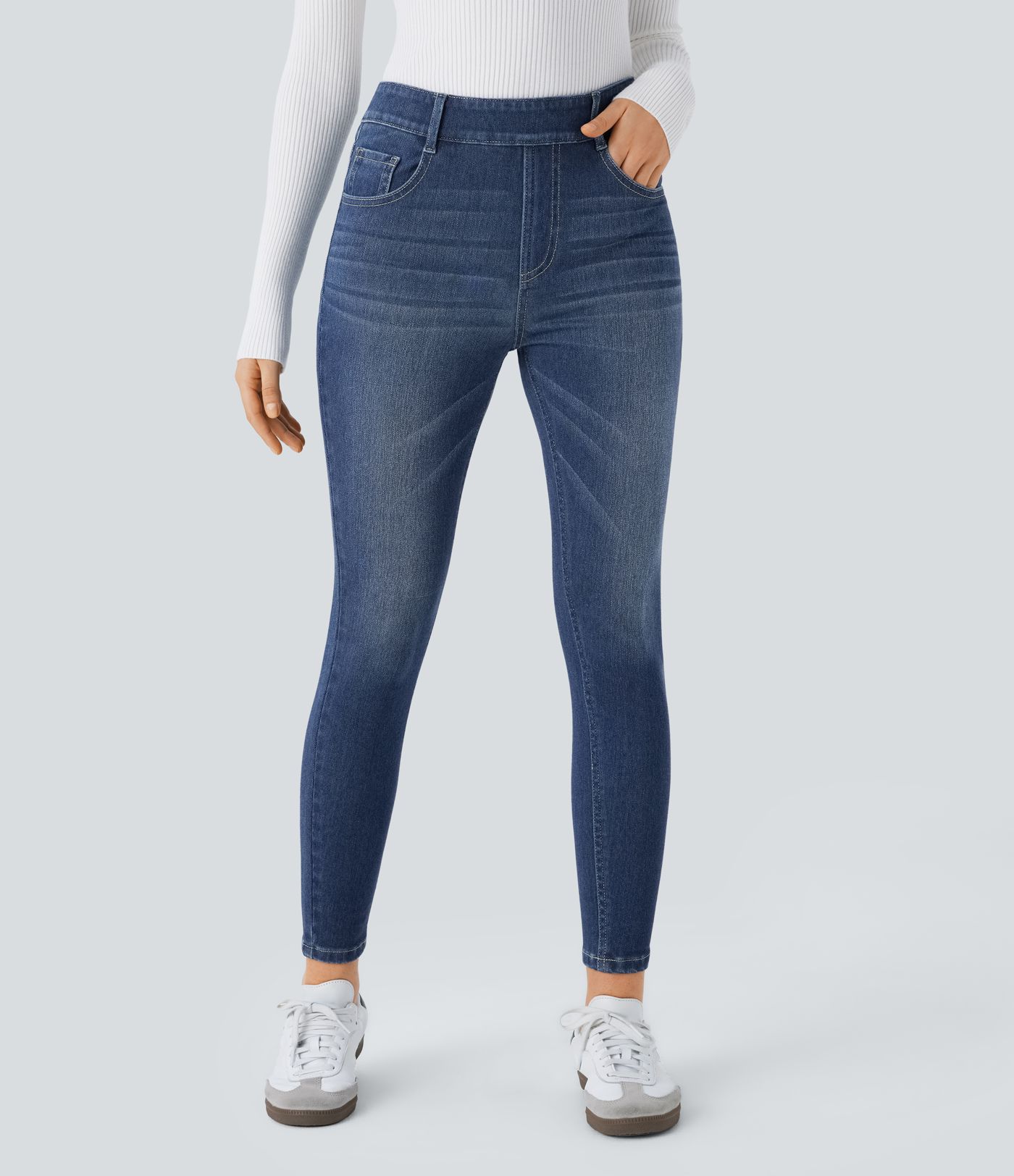 Halara Flex™ Mid Rise Pull On Pockets Casual Skinny Jeans