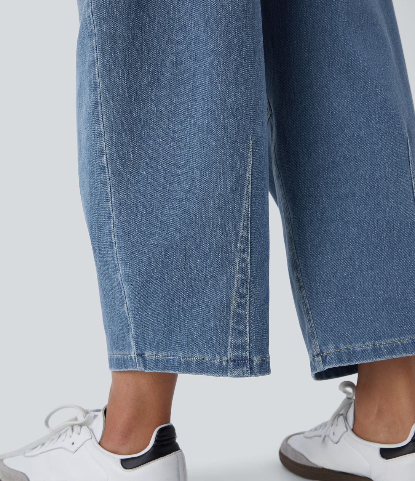 Halara Flex™ Mid Rise Pockets Women Wide Leg Baggy Barrel Leg Casual Denim Jeans