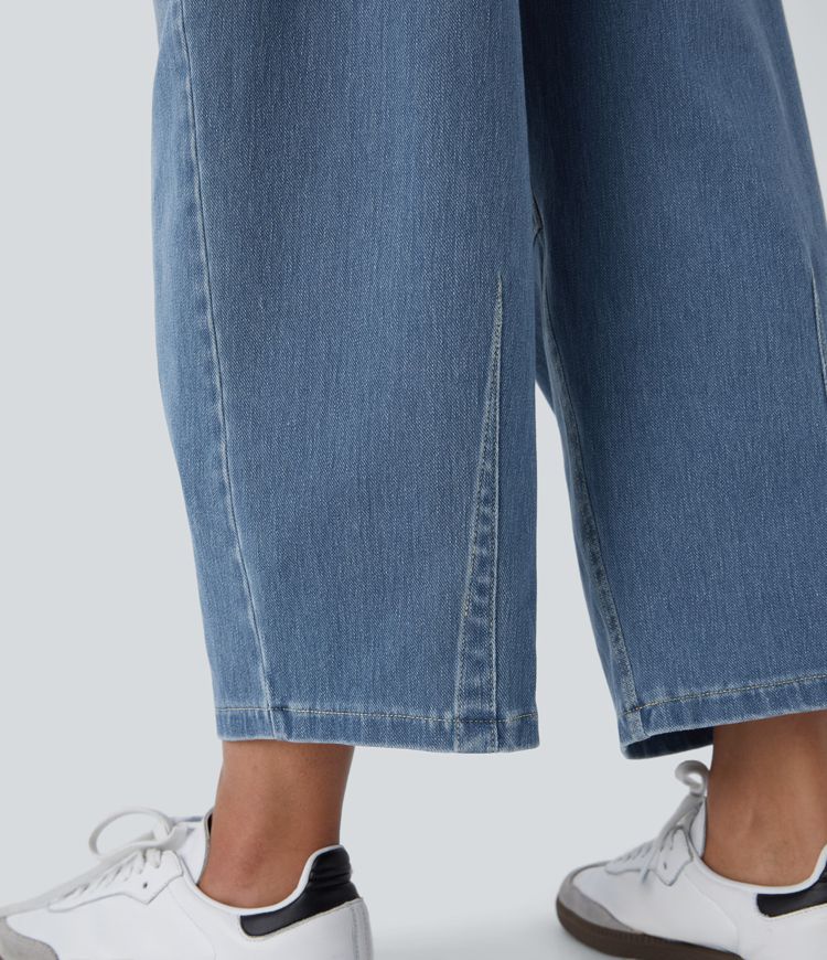Halara Flex™ Mid Rise Pockets Women Wide Leg Baggy Barrel Leg Casual Denim Jeans