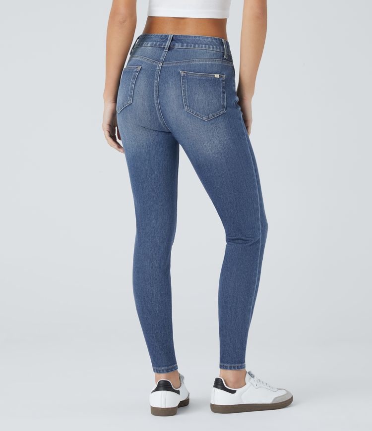 Halara Flex™ Mid Rise Pull On Pockets Casual Skinny Jeans