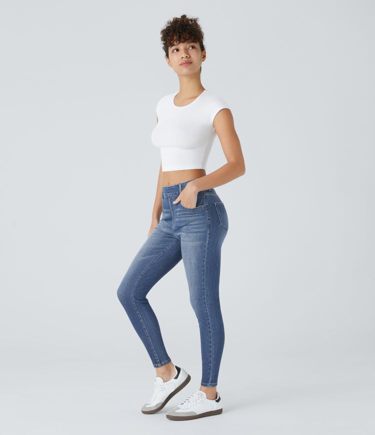 Halara Flex™ Mid Rise Pull On Pockets Casual Skinny Jeans