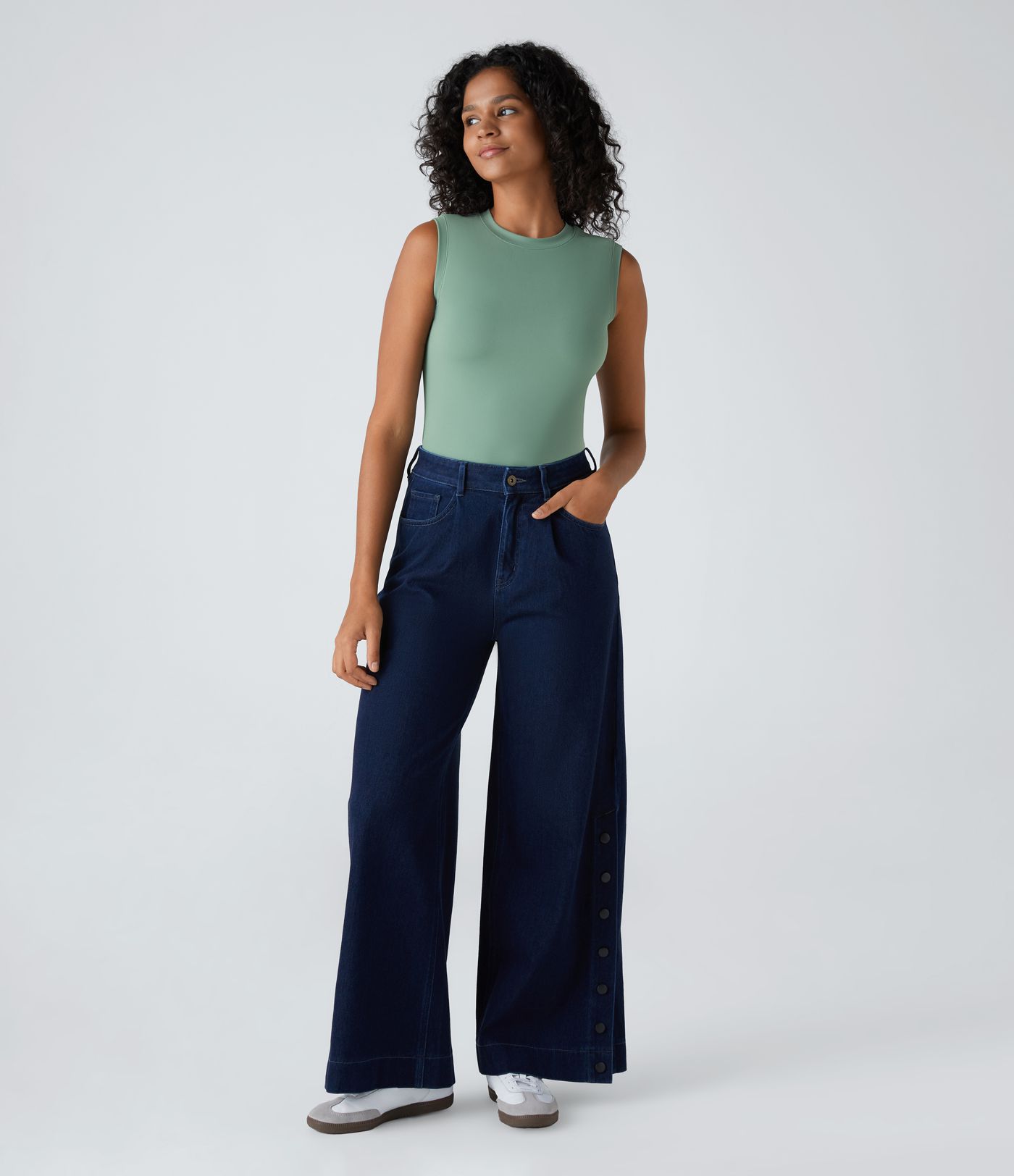 Round Neck Plain Skinny Casual Tank Top