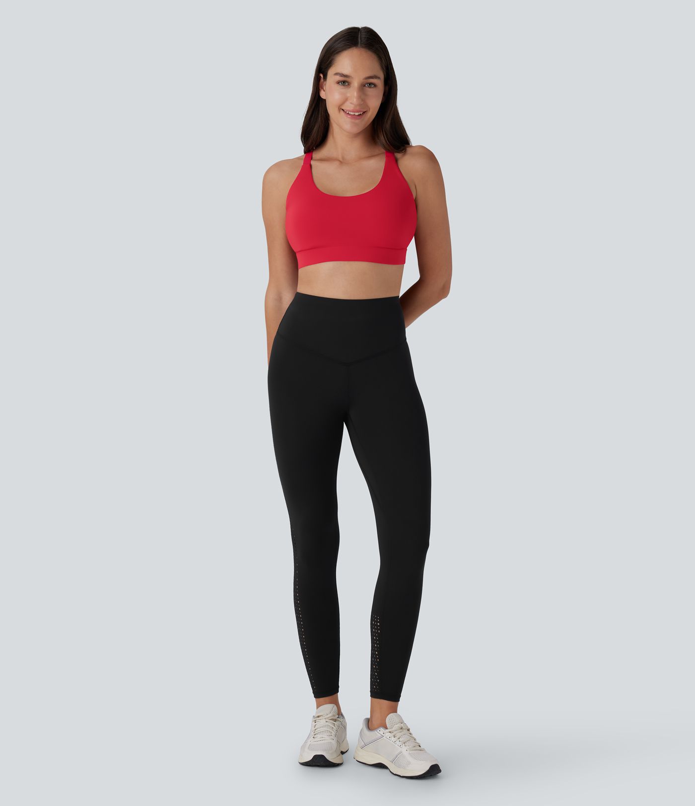 SpeedWave™ Medium Support Molded Cups Perforated Adjustable Hook Quick Dry Workout Sports Bra