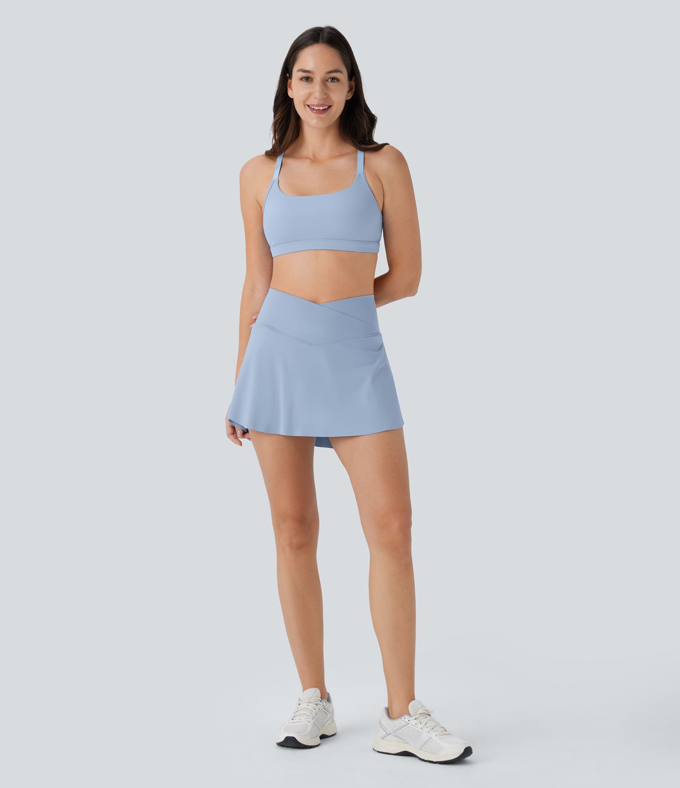 SoftlyZero™ Airy Low Support Racerback Contrast Mesh Cool Touch Yoga Sports Bra-UPF50+