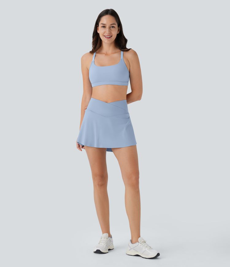 SoftlyZero™ Airy Low Support Racerback Contrast Mesh Cool Touch Yoga Sports Bra-UPF50+