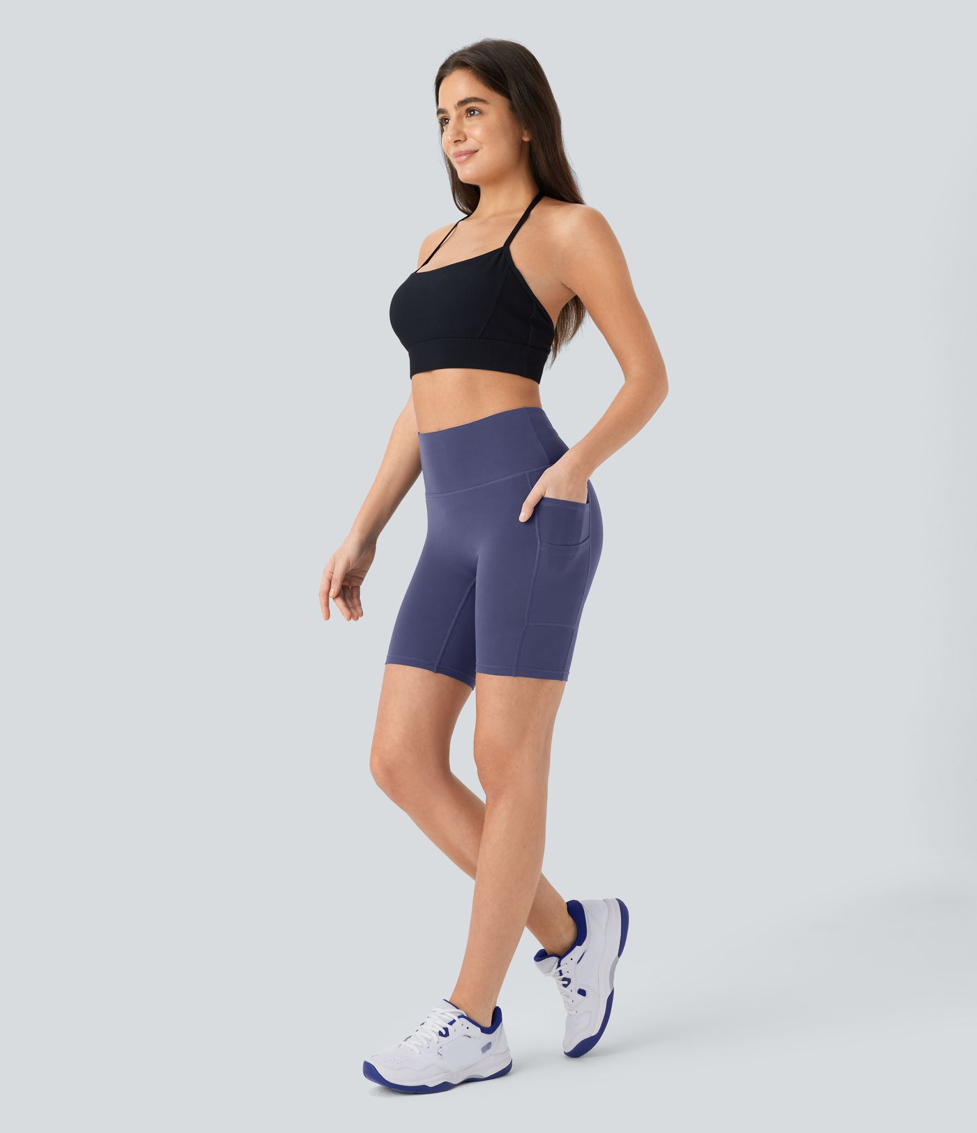 Pantalón corto Softlyzero™ yoga ciclista tiro alto bolsillo doble 17.5cm -UPF50+