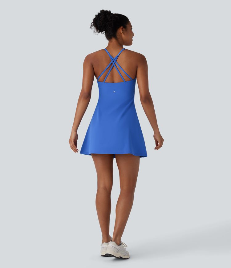 Softlyzero™ Plush - Rückenfreies 2-in-1 Crossover-Yoga-Minikleid mit Seitentaschen - Easy Peezy Edition