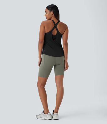 U Neck Curved Hem Cool Touch Yoga Tank Top-UPF50+