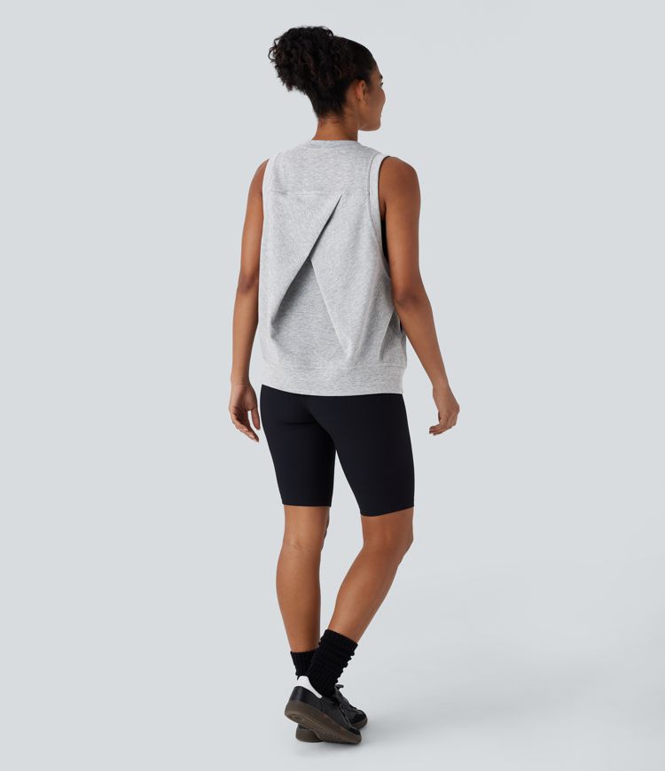 Lässiges Tanktop mit Rundhalsausschnitt und Seitentaschen