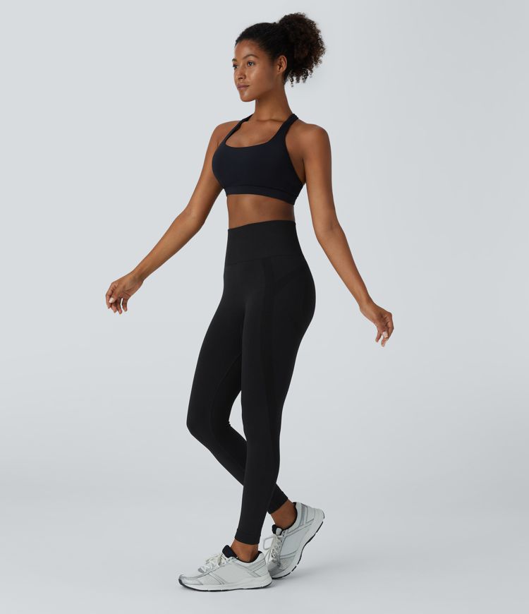 Legging de yoga 7/8 sans couture Seamless taille haute, froncé