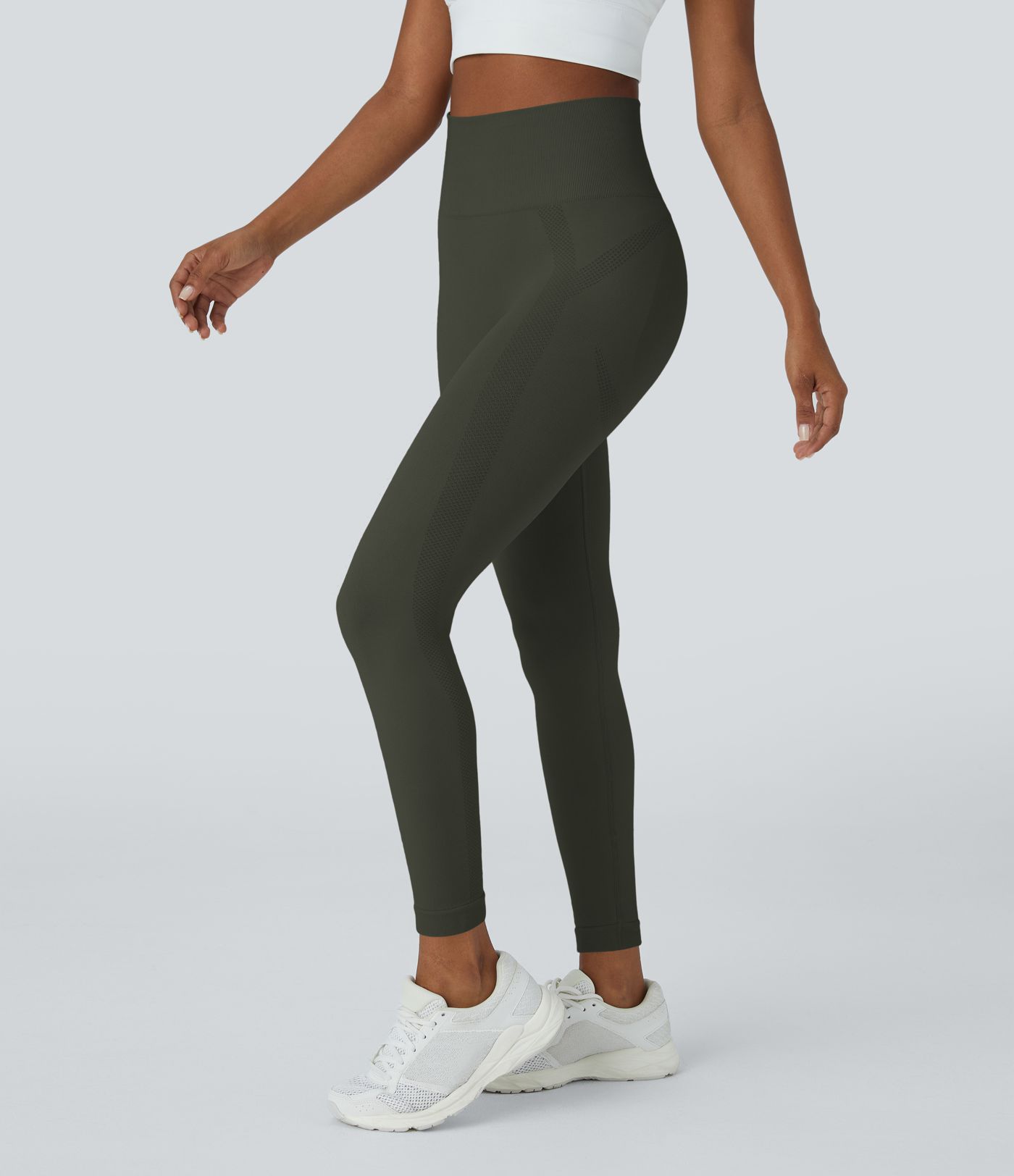OneForm Seamless Flow High Waisted Ruched 7/8 Yoga Leggings