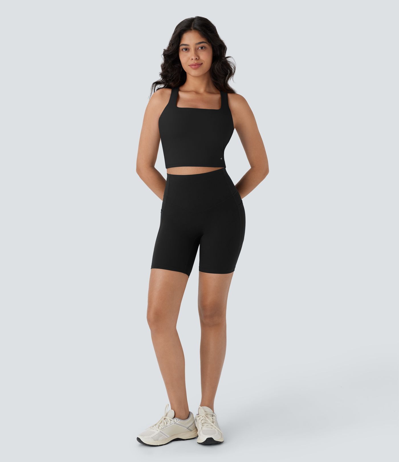 SoftlyZero™ Airy Square Neck Cropped Cool Touch Yoga Tank Top D-F Cups