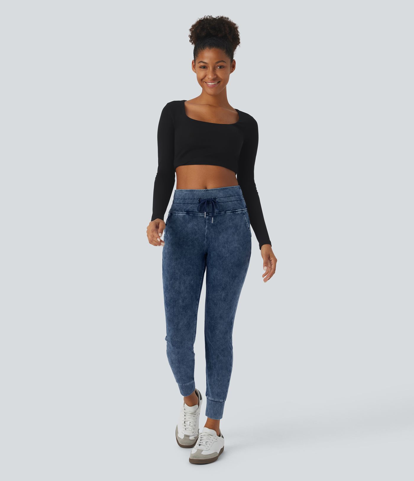Halara Flex™ High Waisted Drawstring Pocket Washed Casual Jeans