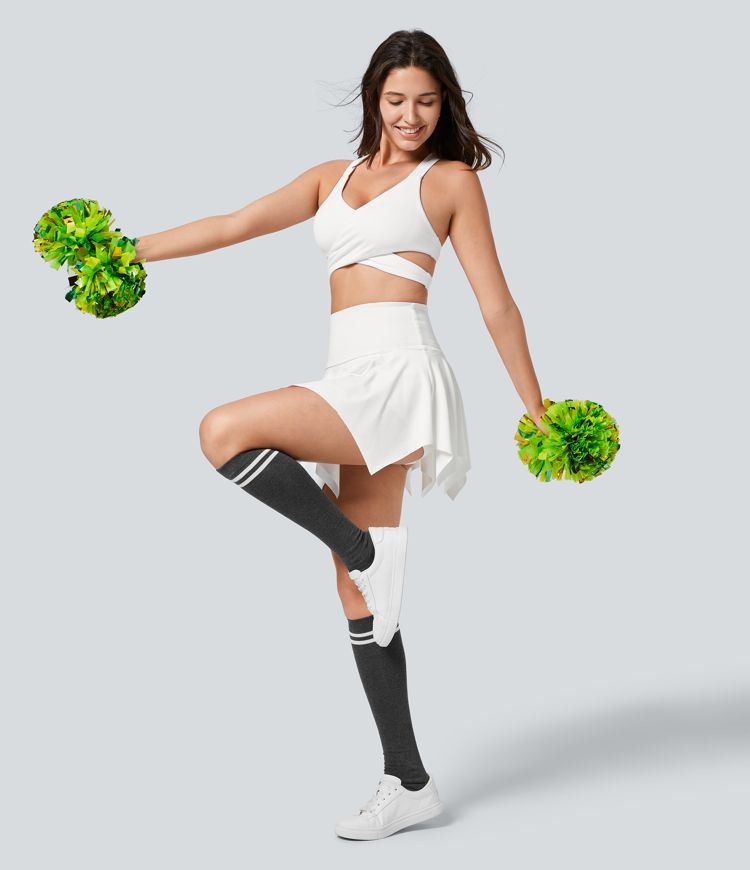 High Waisted 2-in-1 Pocket Hanky Hem Micro Mini Dance Skirt