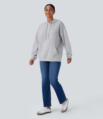 Hooded Drawstring Long Sleeve Kangaroo Pocket Crossover Casual Sweatshirt Hooded Drawstring Long Sleeve Kangaroo Pocket Crossover Casual Sweatshirt