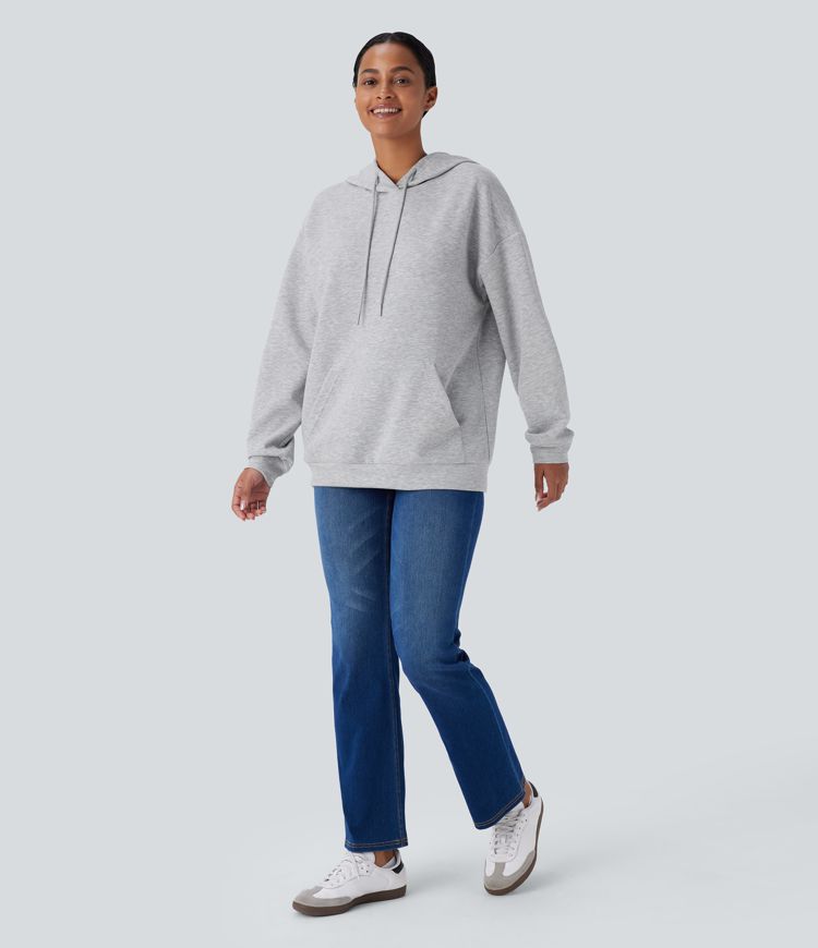 Hooded Drawstring Long Sleeve Kangaroo Pocket Crossover Casual Sweatshirt Hooded Drawstring Long Sleeve Kangaroo Pocket Crossover Casual Sweatshirt