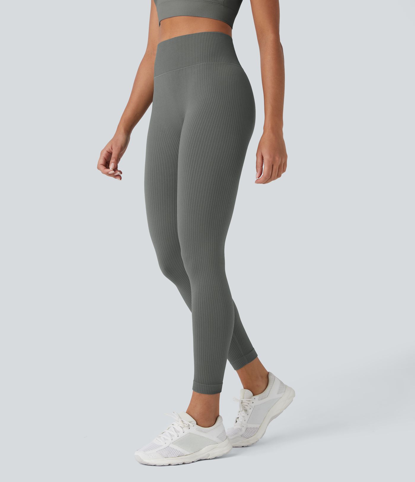 Legging yoga 7/8 gainant taille haute côtelé doux sans couture OneForm Seamless Flow